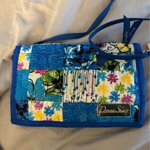 Donna Sharp NWT
Blue Patchwork Women's
Clutch shoulder bag adjustable strap